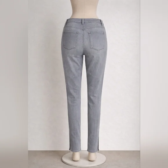 White House Black Market Gray Skinny Crop Jeans with Ankle Zips – Size 14 - Picture 3 of 6